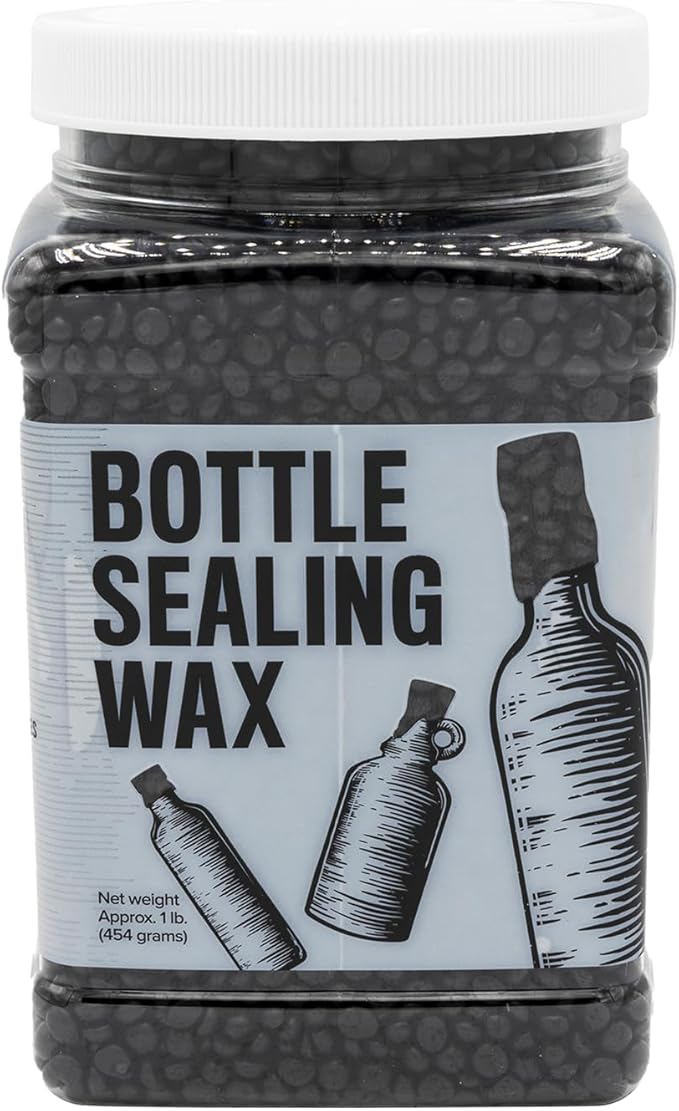 Blended Waxes, Inc. Bottle Sealing Wax Beads, Premium Pastille Wax Seal Beads For Wine, Beer, and Liquor Bottle Closure, Seals Between 25-30 Bottles, 1 lb, Black