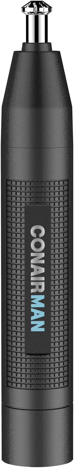 ConairMan Nose Hair Trimmer for Men, For Nose, Ear, and Eyebrows, Patent 360 Bevel Blade for No Pull, No Snag Trimming Experience, Cordless Lithium-Powered Trimmer with Drawstring Bag