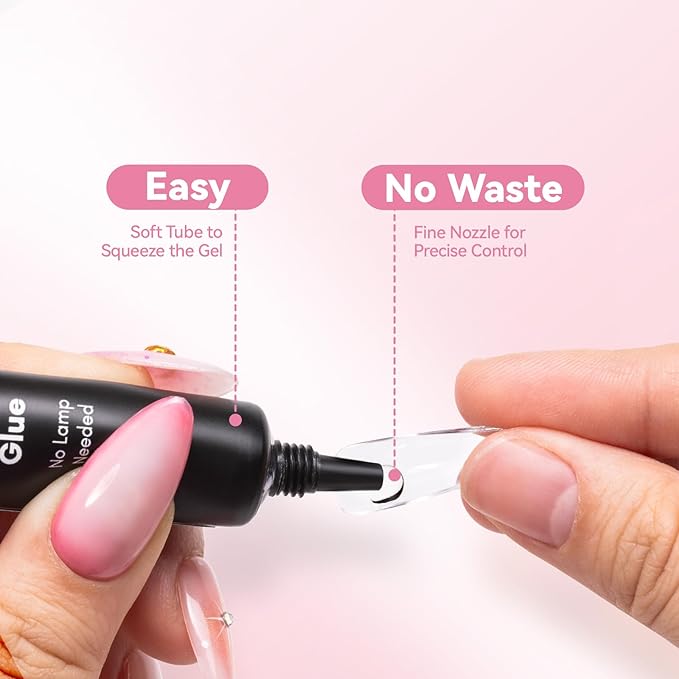 Makartt Hema-Free Semi Solid Nail Glue, New Super Strong Nail Glue for Press On Nails, No UV/Led Lamp Needed, Quick Drying 20s, Fake Tips Adhesion, Upgraded Nail Glues DIY Home Salon Manicure 10ml