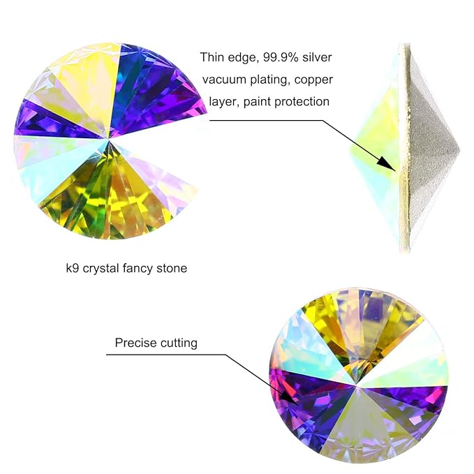 Dong ZHOU 75 Pieces DIY Nail Art Rhinestone Crystal AB Glass Rhinestone Nail Set Loose Beads Crystal Sewing On Stone Pointed Back Jewelry Rhinestone Gems Decorations for Nail Art Craft