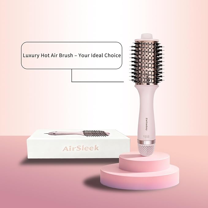 Zelladay One-Step Volumizer Blow Dryer Brush, Titanium Hot Hair Brushes, Dual lonic Technology, More Smooth & Less Frizz, Fast Salon-Style Blowouts, Travel-Ready（AirSleek）