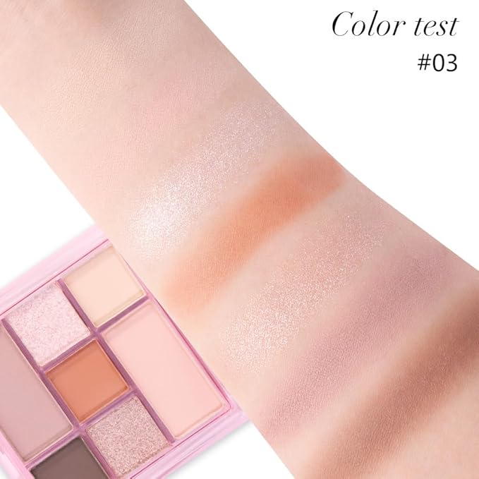 AMY'S DIARY 9-Color Nude Eyeshadow Palette, Soft Pink Brown Neutral Makeup Palette with Matte & Shimmer Shades, Long-Lasting Blendable Highly Pigmented Eye Shadow for Daily Natural Glam Look