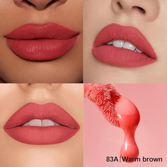 Matte Velvet Lip Stain, Long-Lasting Lip Tint, Waterproof Non-Sticky Lip Color, Transfer-Proof Smudge-Proof Lip Stain, Cloud-Like Soft Blurring Texture with Misty Velvet Finish, Coral Flame-83A