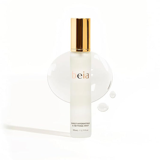 Beia Setting Spray with Hyaluronic Acid for Sensitive Skin - Hydrating Face Mist for Early Morning & Post Shower Glow - Moisturizing Finishing Spray for Makeup - Non Comedogenic Travel Size 1.7 Fl Oz