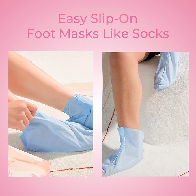 SAISZE Foot Peeling Mask, 4 Pairs Foot Peel Mask for Dry Cracked Feet, Dead Skin Callus Removal, Repair Soft Feet