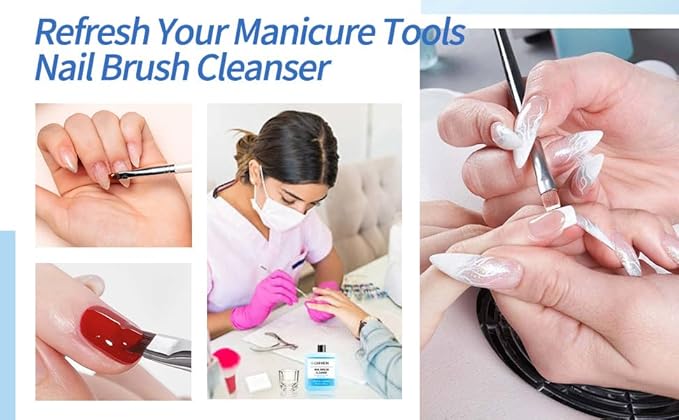 •CARMEIN Gel Nail Polish Remover & Nail Brush Cleaner, Regular Nail Polish Cleaning, Gentle Tool Protection, Manicure-Specific Nail Care 2PCS Set -(Nail Brush Cleaner & Gel Polish Remover)