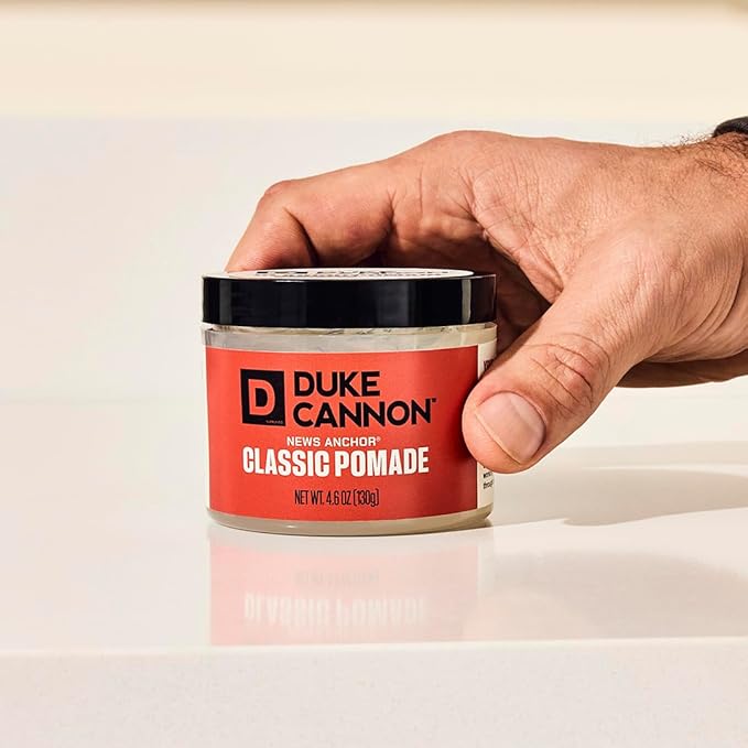 Duke Cannon Supply Co. Flexible – 4.6 oz – Strong Hold, No Shine, Water-Based for Easy Washout, Adds Texture & Volume for Shorter Hairstyles (News Anchor Classic Pomade)