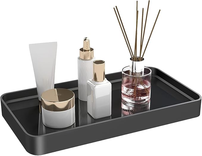 YUMORE Counter Organizer for Bathroom Decor,Bathroom Organizer Countertop,Tempered Glass Storage Shelves, Makeup Tray for Vanity & Bathtub (1 Tier-Pro Max)