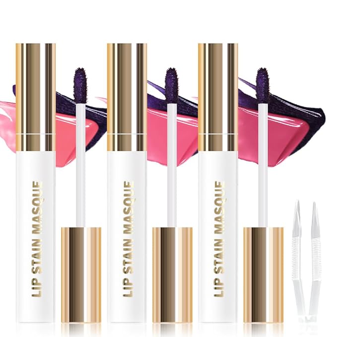 JUAAZIN 3Pcs Peel Off Lip Stain Tattoo with Tweezer - Matte Peel Off Lip Tint, Long Lasting Waterproof Transfer-Proof Lip Stain,Cruelty-Free Lip Masque for All Skin Types,Valentine's Day Gift 10+11+12
