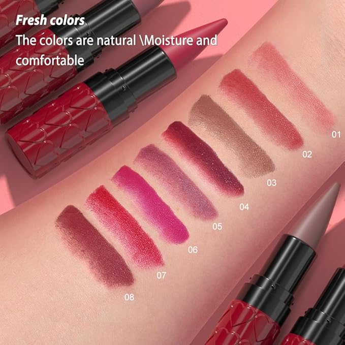 evpct Real Nude Lip Liner Combo Set for Older Women Long Lasting Waterproof, Nude Gradient Matte Lipstick Lips Stick Crayon Pencil Cream Lip Liner and Lipstick Combo Makeup, Flawless Ombre Effect