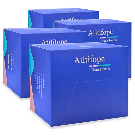 Atitifope Disposable Cloths For Face 200Count Travel Cleaning Cloths Clean Towels Makeup Remover Wipes (4Boxes)