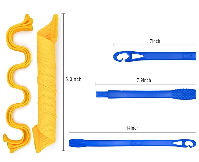 40PCS Hair Curlers Heatless Magic Hair Rollers Wave and Spiral Two Styles Formers(12inches) with 4PCS Styling Hooks Kit DIY Hair Curlers No Heat Damage for Most Hairstyles Short and Medium Hair