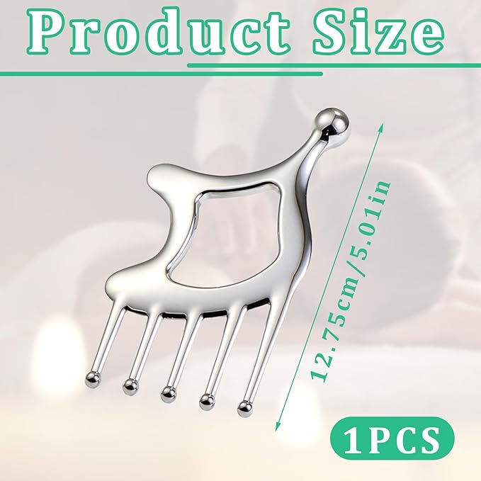 Gua Sha Tool With Handle,5in1 Scalp Massage Tool,Metal Gua Sha,Gua Sha Facial Tools,Stainless Steel Gua Sha,Head Massager Scalp For Head&Face&Body Deep Relaxation And Relieving Fatigue & Pain