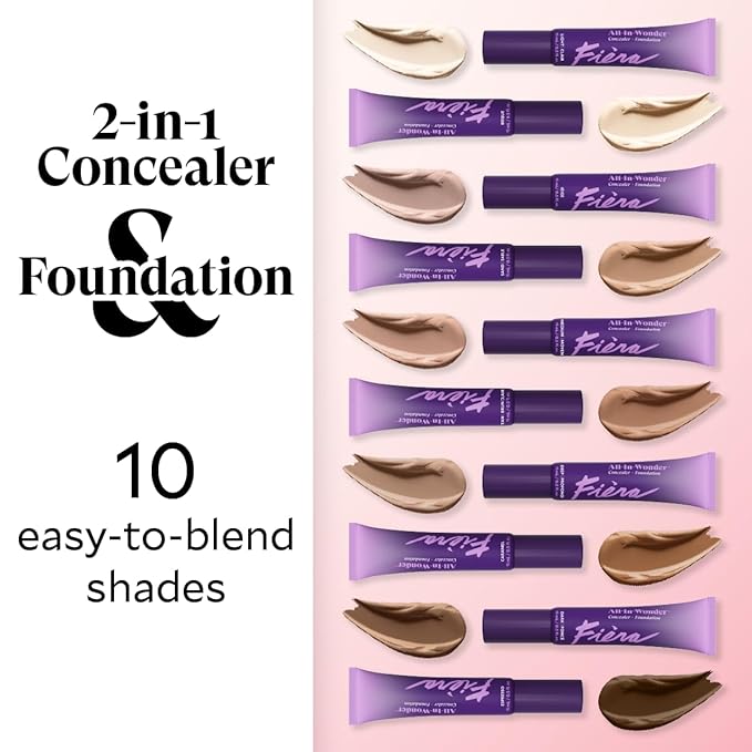 Fièra All-In-Wonder™ Concealer + Foundation – Full-Coverage, Crease-Proof, Hydrating Formula for Mature Skin, Blurs Fine Lines & Dark Circles, Radiant Second-Skin Finish – Medium, 0.5 FL. OZ. / 15 ML