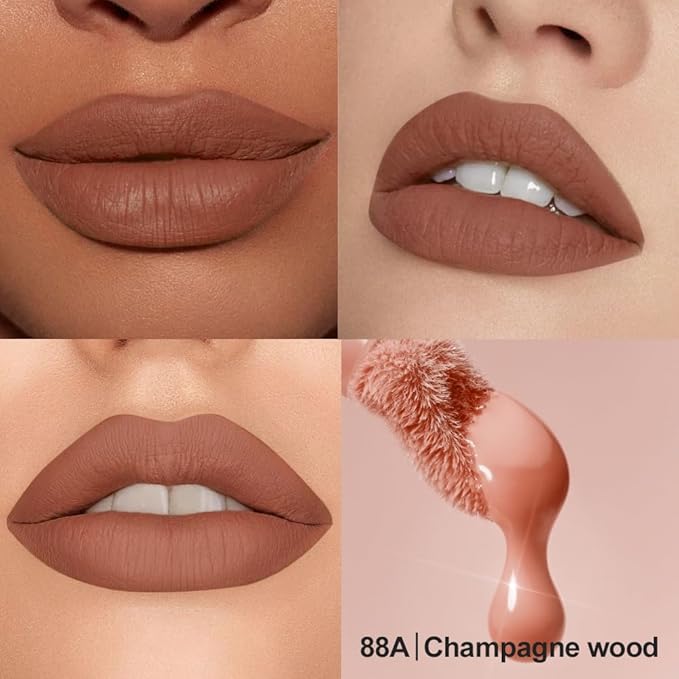 Matte Velvet Lip Stain, Long-Lasting Lip Tint, Waterproof Non-Sticky Lip Color, Transfer-Proof Smudge-Proof Lip Stain, Cloud-Like Soft Blurring Texture with Misty Velvet Finish, Cocoa Beige-88A