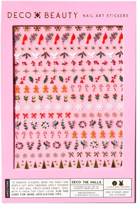 Deco Beauty Deco The Halls- Super Thin & Easy-to-Apply Nail Art with the Cutest Designs - Durable & Long-Lasting Nail Art Stickers and Decals for Women, for DIY At-Home Manicures & Salon-Quality Nails