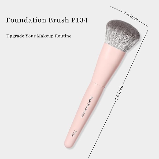 REAL PERFECTION Buffing Foundation Brush, Professional Face Makeup Brush for Streak-Free Application, Suitable for All Skin Synthetic Cruelty-Free Beauty Brush for Liquid Cream Foundation Bronzer