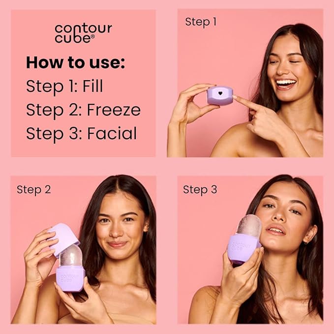 Contour Cube Original - Ice Roller for Sculpting & De-Puffing - Face Ice Roller & Massager with BPA-Free Silicone - Ice Mold for Face - Skin Care Tools for Daily Skincare (180ml) - Marble