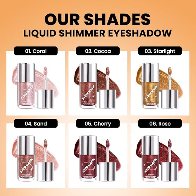 SUAKE Liquid Sparkling Glitter Eye Shadow – Rose Gold Cherry Eyeshadow, Eyeliner, Eyelid Shimmer Highlight Makeup, Highly Pigmented sombra de para ojos,Waterproof Quick-Drying (03Starlight#)