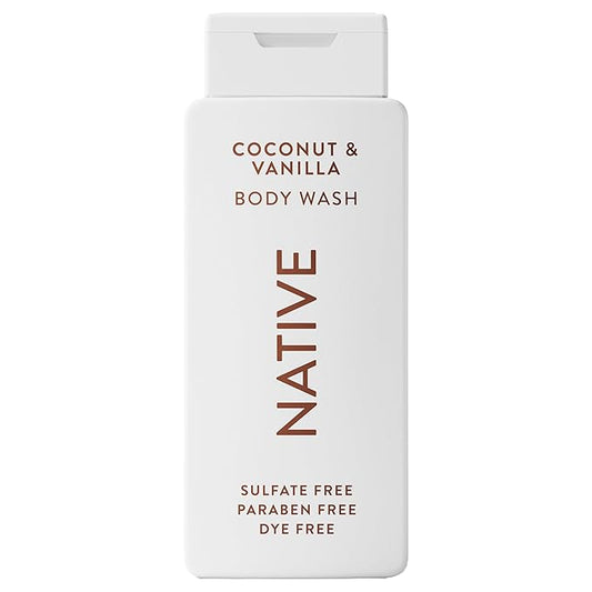 Native Body Wash Contains Naturally Derived Ingredients | For Women & Men, Sulfate, Paraben, & Dye Free Leaving Skin Soft and Hydrated | Coconut & Vanilla 18 oz