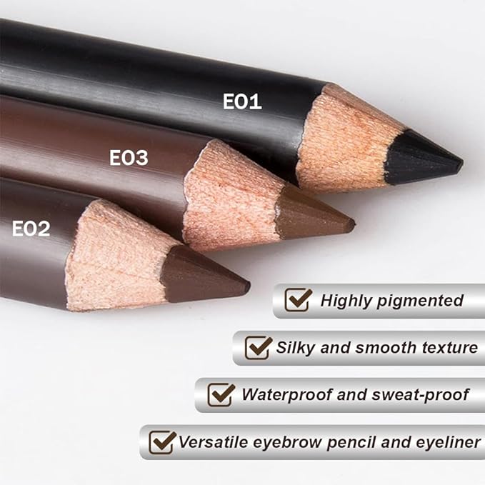 Eyebrow Pencils for Women with Sharpener, 6Pcs Hard-Core Wooden Eye Brow Eye Liner Pencils for Beginner Makeup, Waterproof & Sweat-Proof (6Pcs-Brown)