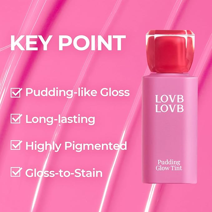 Pudding Glow Korean Lip Tint | Natural Lip Stain | Gloss to Stain | Long-Lasting & Non-Sticky | Lightweight Lip Tint | 0.14 oz. (05 PINK LAMP)