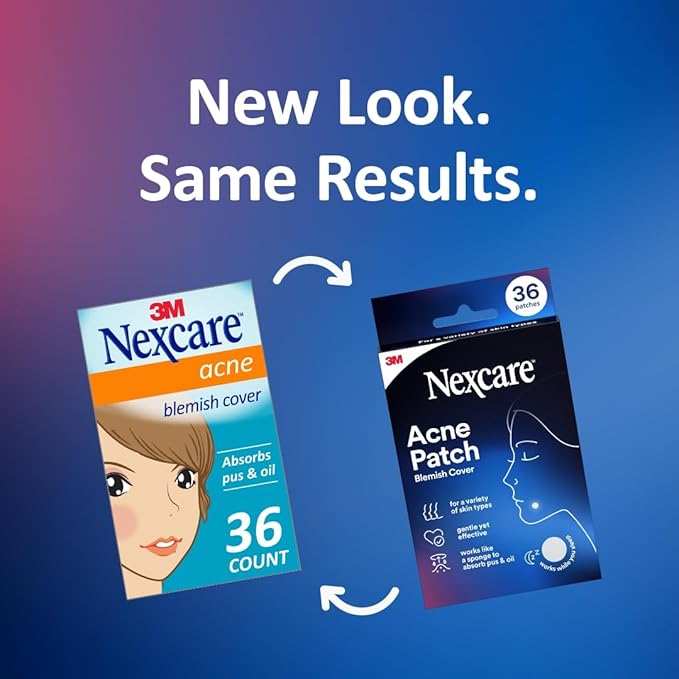 Nexcare Acne Cover, Skin Cover Absorbs Pus and Oil From Clogged Pores, Suitable Skincare for Most Skin Types - 36 Acne Covers
