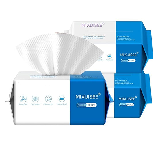Disposable face towel. MIXUISEE thick and soft face towels. 100% cotton face cloths.facial towels 130% thickness.Remove makeup and cleansing.Suitable for sensitive skin.(180 pieces)