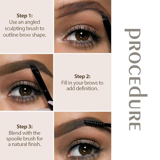 3 Colors Eyebrow Powder Kit for Women, Long-Lasting Waterproof Matte Brow Powder, Eye Brow Powder with 2 Double-ended Eyebrow Brush, Purse-Friendly Compact (A03#Black Tea, 1Pcs)