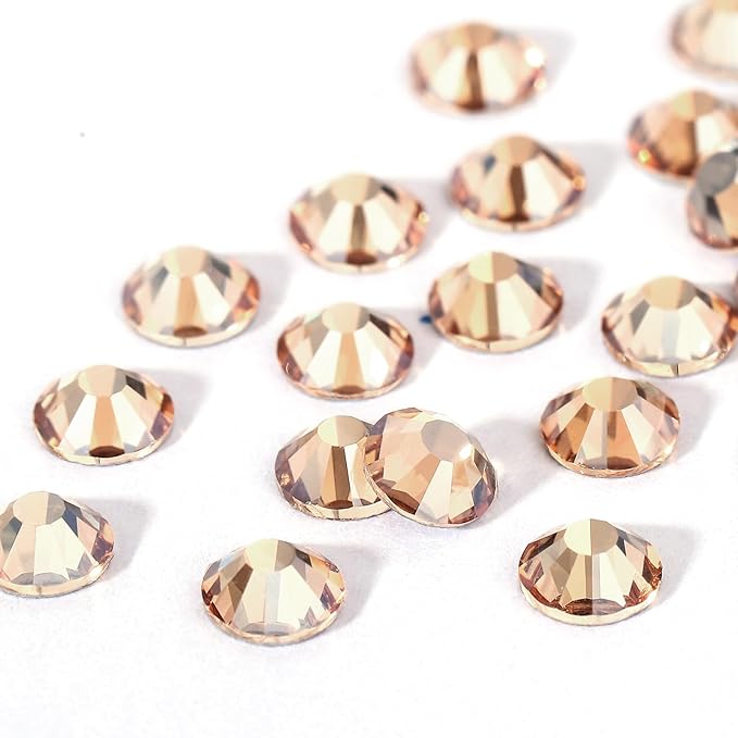 Novani Crystal Rhinestones, Flatback Loose Gemstones 1440pcs Glass Rhinestones for Clothes Shoes Crafts Makeup Nail Art and DIY Decorations(SS12, Golden Shadow)