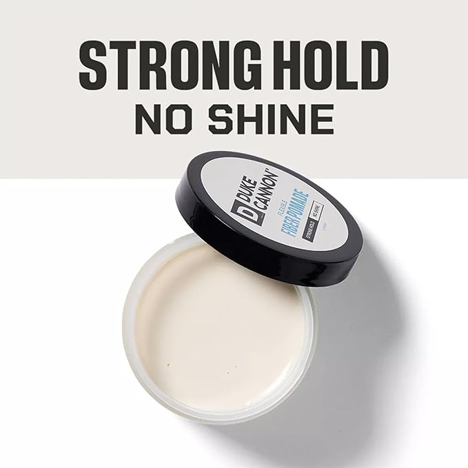 Duke Cannon Supply Co. Flexible Fiber Pomade – 4.6 oz – Strong Hold, No Shine, Water-Based for Easy Washout, Adds Texture & Volume for Shorter Hairstyles