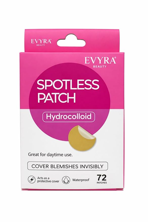 Evyra Spotless Patch – Invisible Hydrocolloid Blemish Cover Dots – Ultra-Thin, Clear Spot Stickers for Discreet Coverage – 72 Count