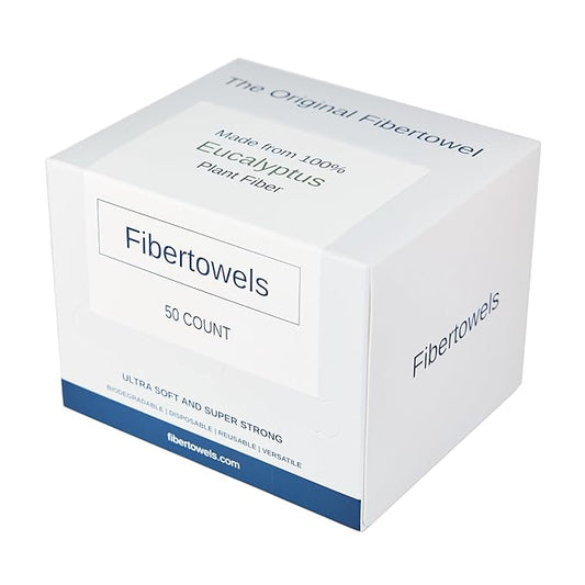 Fibertowels XL Disposable Face Towels 10” x 12” Eucalyptus Fiber Face Towelettes, Ultra Soft Facial Tissue Wipes for Women, Skin Friendly Dry Wipes Makeup Remover 50 Count (Pack of 1)