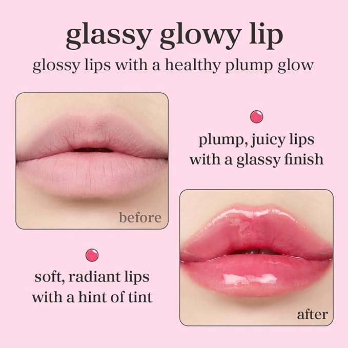 NOONI Korean Lip Oil - Applecherry | Long-Lasting, Moisturizing, Plumping, Revitalizing for Dry Lips, Waterproof, No Peel Off, Hydrating, Nourishing Crystal Clear, Stocking Stuffers, 0.12 FL Oz