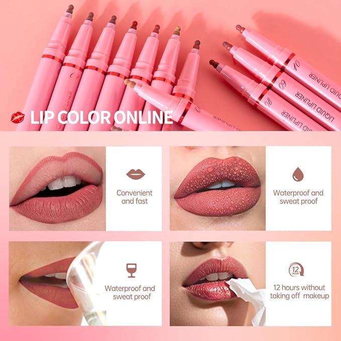 Hxssll Deep Plum Lip Liner Stain – 24H Longwear Waterproof Matte Lip Contour Pen, Transfer-Proof Precision Marker for Defining & Outlining Lips All Day Stay Lip Lip Liner Marker 07#