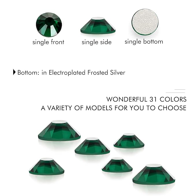 1440Pcs Dark Green Crystal Rhinestones,Glass Flatback Rhinestones Gemstones Mini for Nail Face Makeup Art Crafts Clothes Decoration -(SS10,2.8mm,Dark Green)