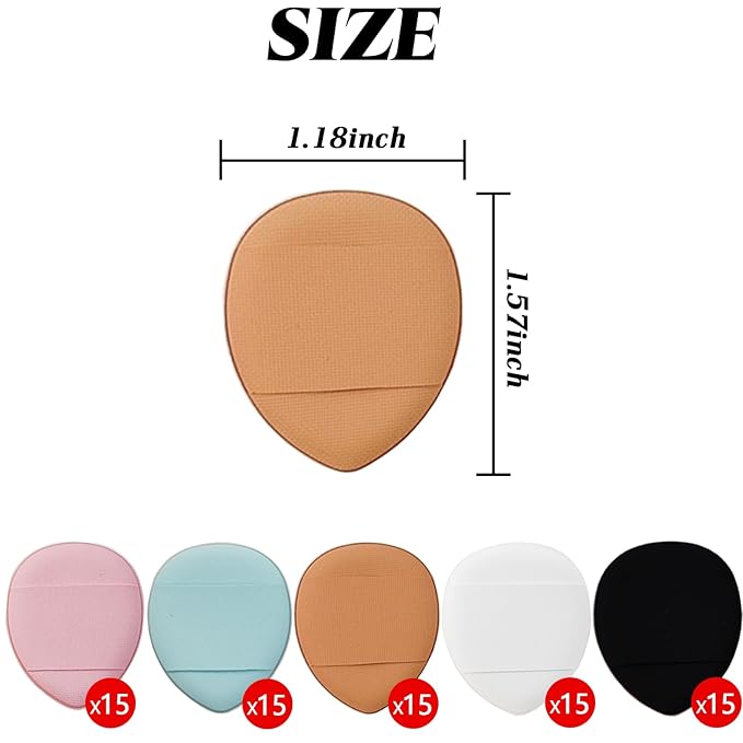 ROYHOO 75PCS Finger Powder Puff Mini Makeup Sponge Soft Beauty Makeup Blender Puff for Foundation, Face Powder, Under Eye Setting, Concealer, Repair Cream, Cosmetic Tool