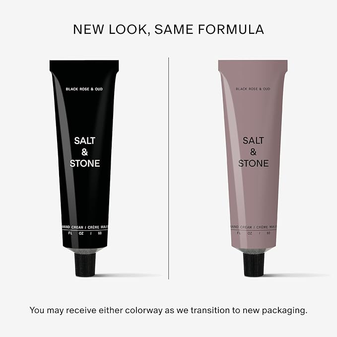 Salt & Stone Hand Cream for Women & Men | Black Rose & Oud | Hydrates, Nourishes & Softens Skin | Restores Dry Cracked Hands | Fast-Absorbing | Cruelty-Free & Vegan (2 fl oz)