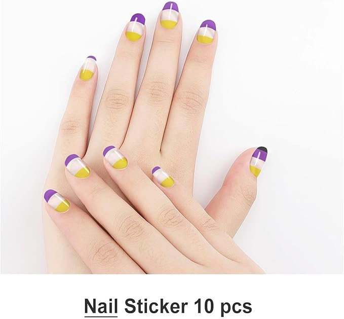 WUXEKZO 5 Pcs Nail Decals Stickers Self Adhesive Nail Supply Nail Stickers Set for Girls Manicure Salon, Non Binary Flag Nails Stickers Wraps Decals
