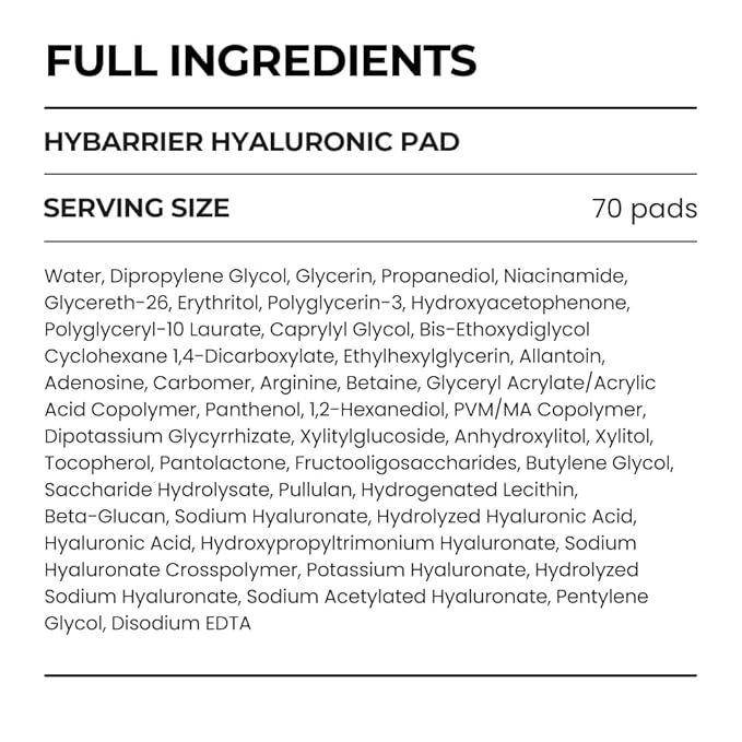 [SKIN&LAB] Hybarrier Hyaluronic Pad, Deep Hydration & Cooling, Stretchable Pads for Dryness & Inner Skin Tightness, 70 Pads