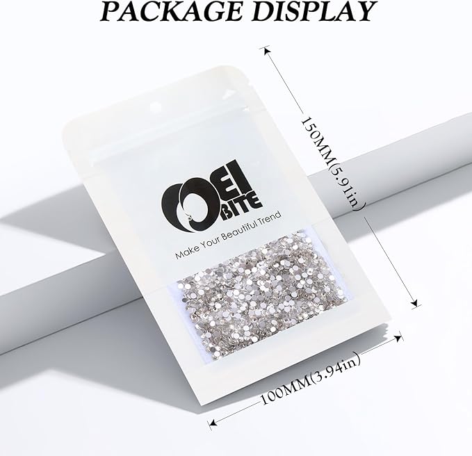 Meibite Crystal Clear Flatback Rhinestones, Glass Rhinestones for Nail Art and Craft, Glue Fix, Loose Crystal Gemstones(Crystal, SS4, 2880pcs, 1.5-1.7mm)