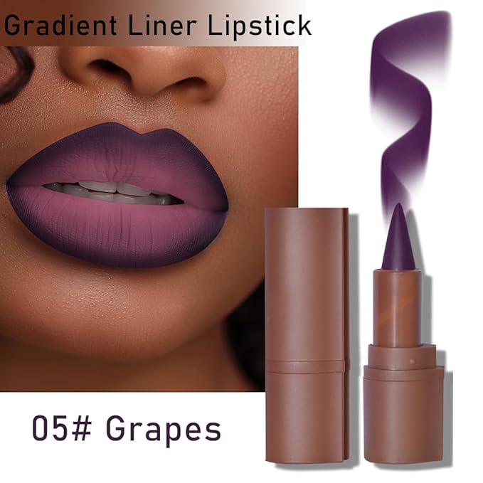 BAISEN DIARY 6PCS 2-in-1 Gradient Lip Liner and Lipstick Lip Combo Set - Achieve Flawless Contour and Gradual Ombre Effect with Easy-to-Use Crayon Form and Cone Tip, Dark Brown Black Lip Liner Set