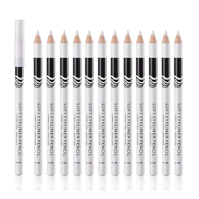 12Pcs Eyebrow Pencils for Women, Wooden Hard-Core White Eyebrow and Eyeliner Pencil, Long Lasting Waterproof and Sweat-Proof, Beginner Makeup Brow Pencil, Create a Natural Eye Brow Makeup