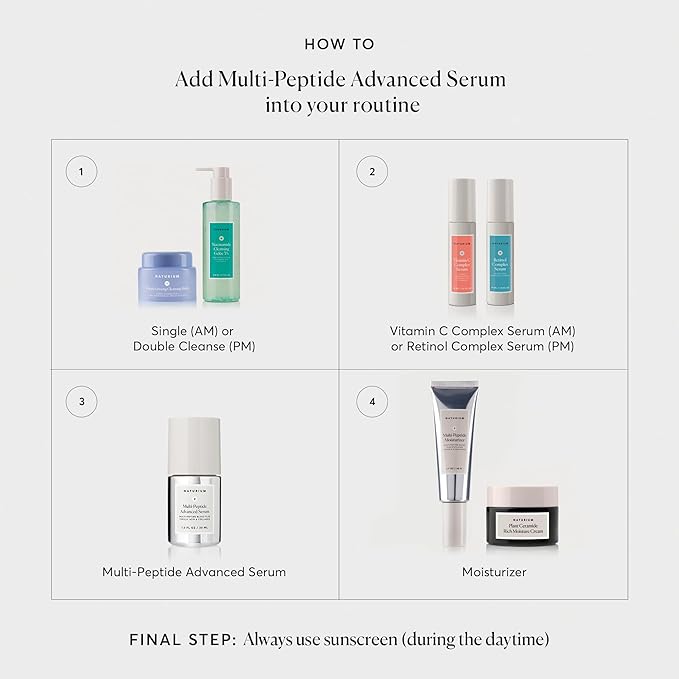 Naturium Multi-Peptide Advanced Serum, Firming & Smoothing Face Serum for Fine Lines & Wrinkles with Advanced Multi-Peptide Blend, 1 oz