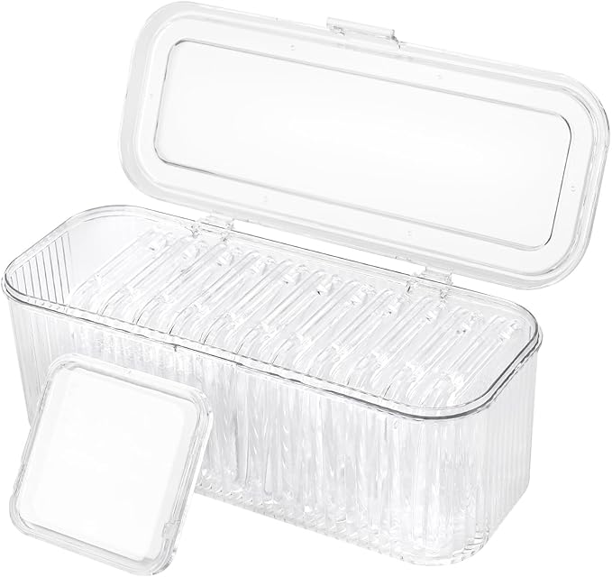 JAPCHET 24 PCS 3.3 Inch Press on Nail Organizer, Clear Storage Box with 2 Big Storage Box for Nails Display Home Salon
