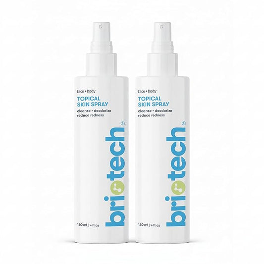 BRIOTECH Topical Skin Spray, Hypochlorous Acid Spray for Sensitive Skin, HOCl Facial Mist, Full Body Support Against Irritation, Calm Redness, Soothe Foot & Scalp, 4 oz (2 Pack)