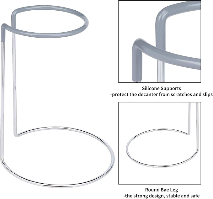 Wine Decanter Drying Stand with Rubber Coated Top to Prevent Scratches, Wine Decanter Drying Rack for Standard Large Wine Decanters, Decanter Cleaner Includes Cleaning Brush