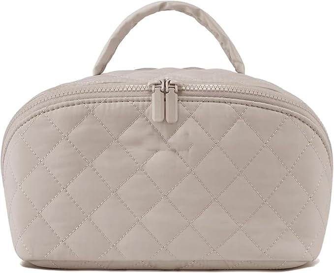 Feilium Travel Makeup Bag, Wide Open Expandable Lay-Flat Cosmetic Case, Padded Organizer for Toiletries & Brushes Large Capacity with Compartments