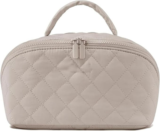 Feilium Travel Makeup Bag, Wide Open Expandable Lay-Flat Cosmetic Case, Padded Organizer for Toiletries & Brushes Large Capacity with Compartments