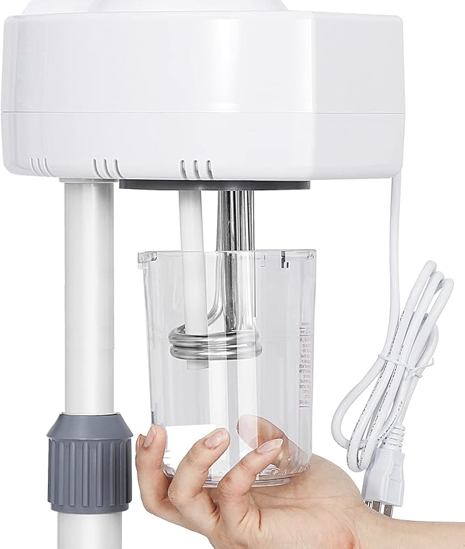 Professional Facial Steamer for Face Professional Deep Cleansing with Hot Mist Function Stand on Wheel, High Frequency for Home Spa Salon Beauty Skin Care, White